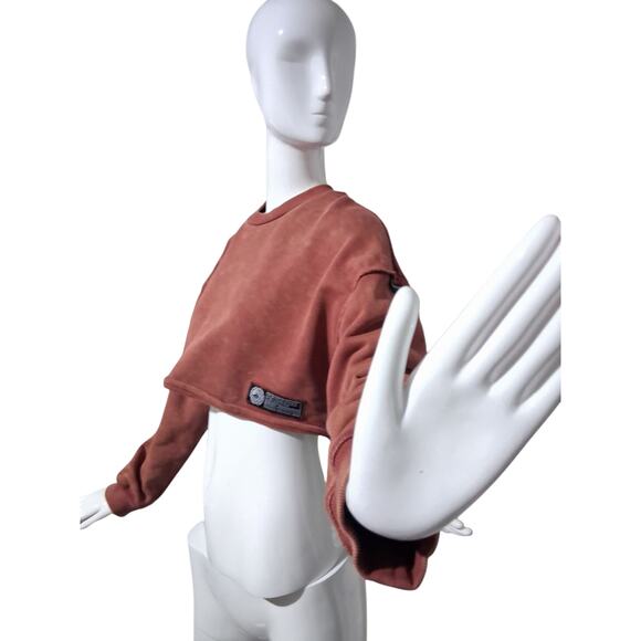 Alphalete Women's size S Chunky Terry Oversized Crop Grunge Pullover Sweatshirt - Picture 8 of 16